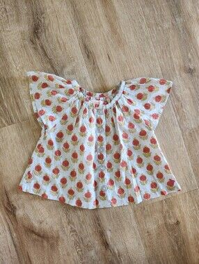 Pink Chicken Blue Dahlia Baby Willow Blouse Top Size 6-12 Months